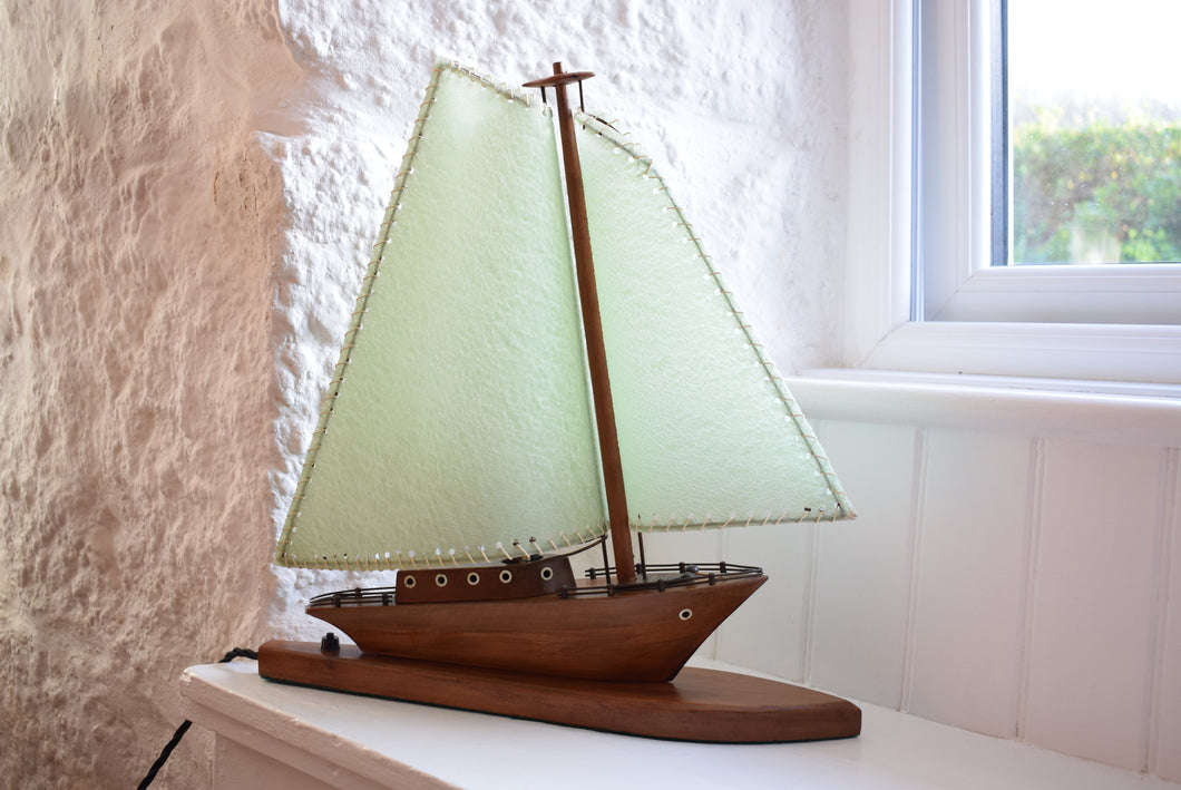 Wooden Sailing Boat Table Lamp