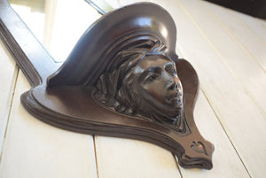 Antique Art Nouveau Mahogany Mirror With Carved Face