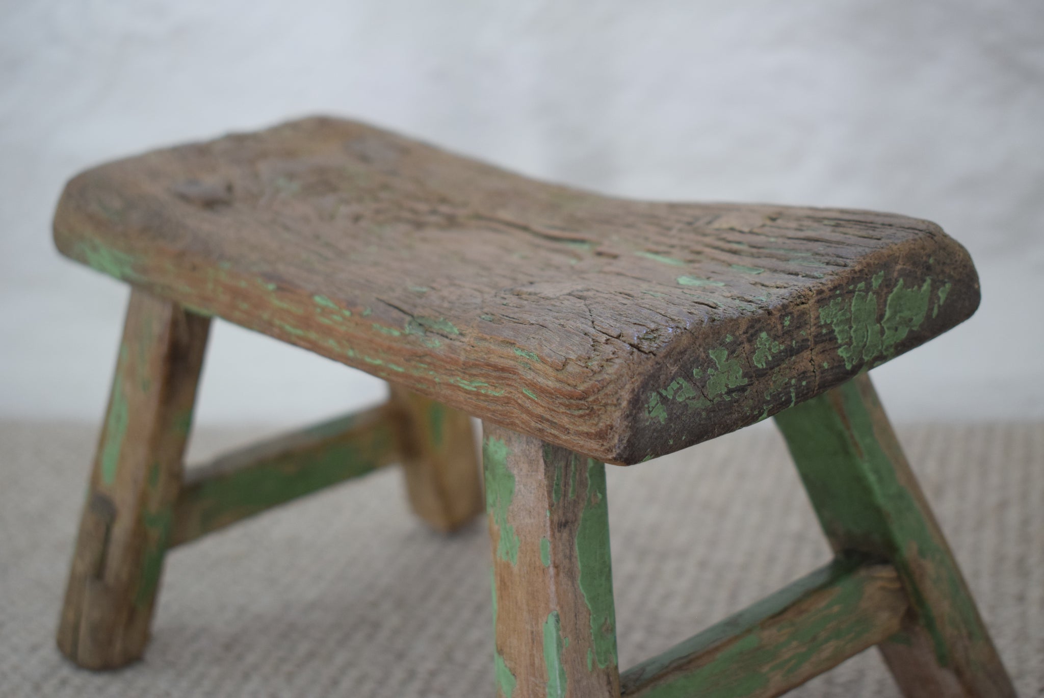 Small Green Painted Wooden Stool