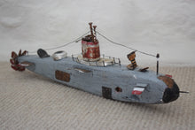 Load image into Gallery viewer, Vintage Scratch Built Handmade Naive Wooden Submarine Model