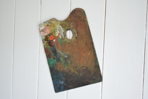 Antique Wooden Artists Pallet with Oil Paint