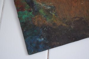 Antique Wooden Artists Pallet with Oil Paint