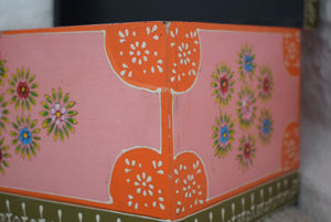 Vintage Pink Hand Painted Indian Storage Box