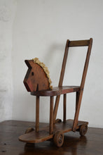 Load image into Gallery viewer, Antique Children&#39;s Wooden Horse on Wheels