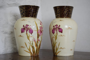 Pair of Large Austrian Hand Painted Vases by Victoria Carlsbad