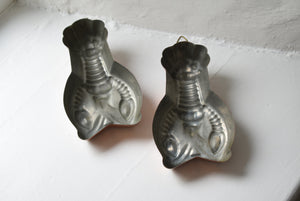 Vintage Pair Solid Copper Lobster Jelly Moulds