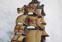 Load image into Gallery viewer, Painted Bronze Sailing Ship Doorstops 