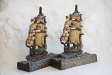 Load image into Gallery viewer, Painted Bronze Sailing Ship Doorstops 