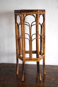 Vintage Tiger Bamboo Jardiniere Plant Stand