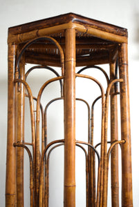 Vintage Tiger Bamboo Jardiniere Plant Stand