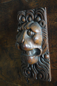 wooden lion carving