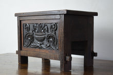 Load image into Gallery viewer, Antique Oak Peg Jointed Side Table with Relief Carved Panels