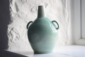 Green Twin Handled Bottle Vase