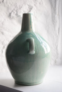Green Twin Handled Bottle Vase