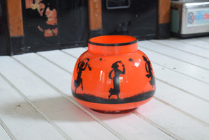  Mid Century Orange Glass Bowl