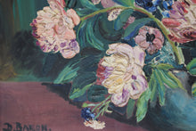 Load image into Gallery viewer, Large Oil On Canvas Still Life Flowers Including Foxgloves