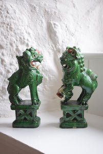  Chinese Sancai Green Glaze Foo Dogs
