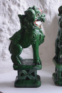  Chinese Sancai Green Glaze Foo Dogs