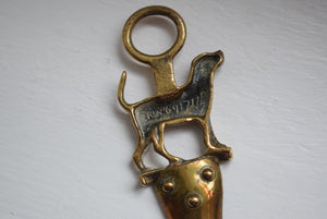 Brass Shoe Horn with Fox Hound Handle