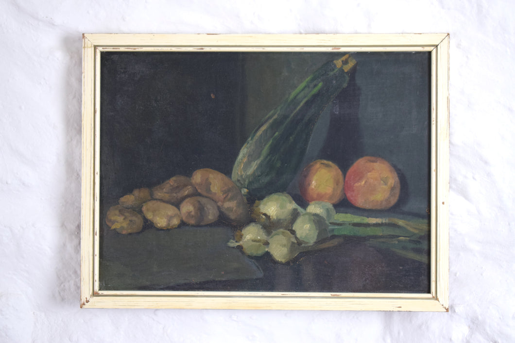 Still Life Oil Painting of Fruit and Vegetables Early 20th Century