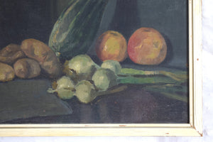 Still Life Oil Painting of Fruit and Vegetables Early 20th Century