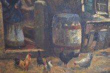 Load image into Gallery viewer, feeding chickens oil painting