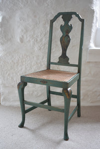 Chair Green Japanned with Rattan Seat