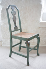 Load image into Gallery viewer, Chair Green Japanned with Rattan Seat
