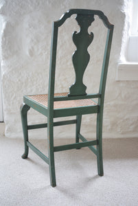 Chair Green Japanned with Rattan Seat