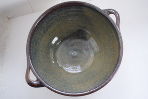 Pottery twin handled bowl