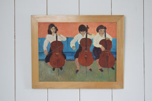 Oil Painting on Board Three Cellists by Horas Kennedy