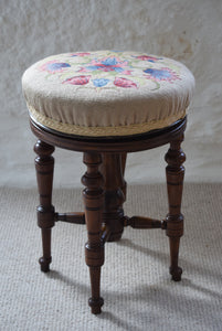 Embroidered Adjustable Piano Stool