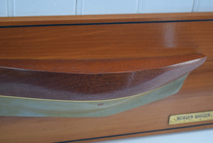Cornish Newlyn Lugger Vintage Wooden Half Hull Model