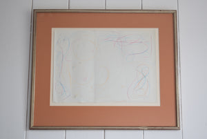 Crayon Line Drawing on Paper by Dora Holzhandler