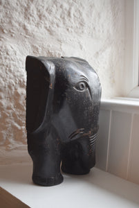 African Mask Carved Wood Elephant