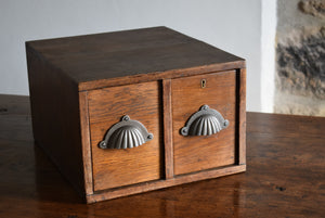  Oak Bank of Two Drawers