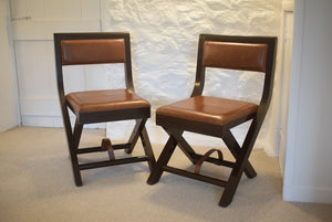 Folding Leather Campaign Chairs
