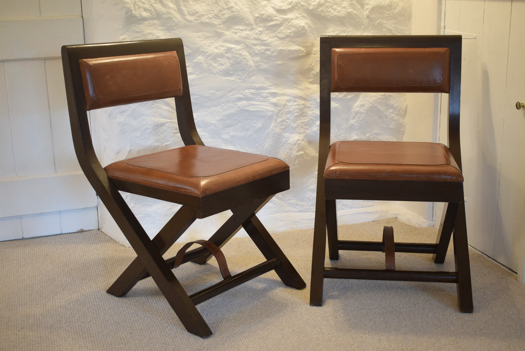 Folding Leather Campaign Chairs