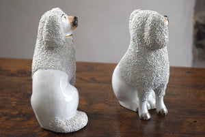 Antique Pair of Staffordshire Pottery Poodles
