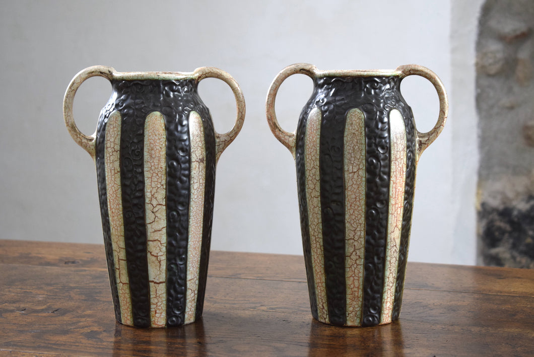 pair of black and white vases
