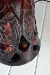 Scandinavian Mid Century Treacle Glazed Ceramic Owl Table Lamp