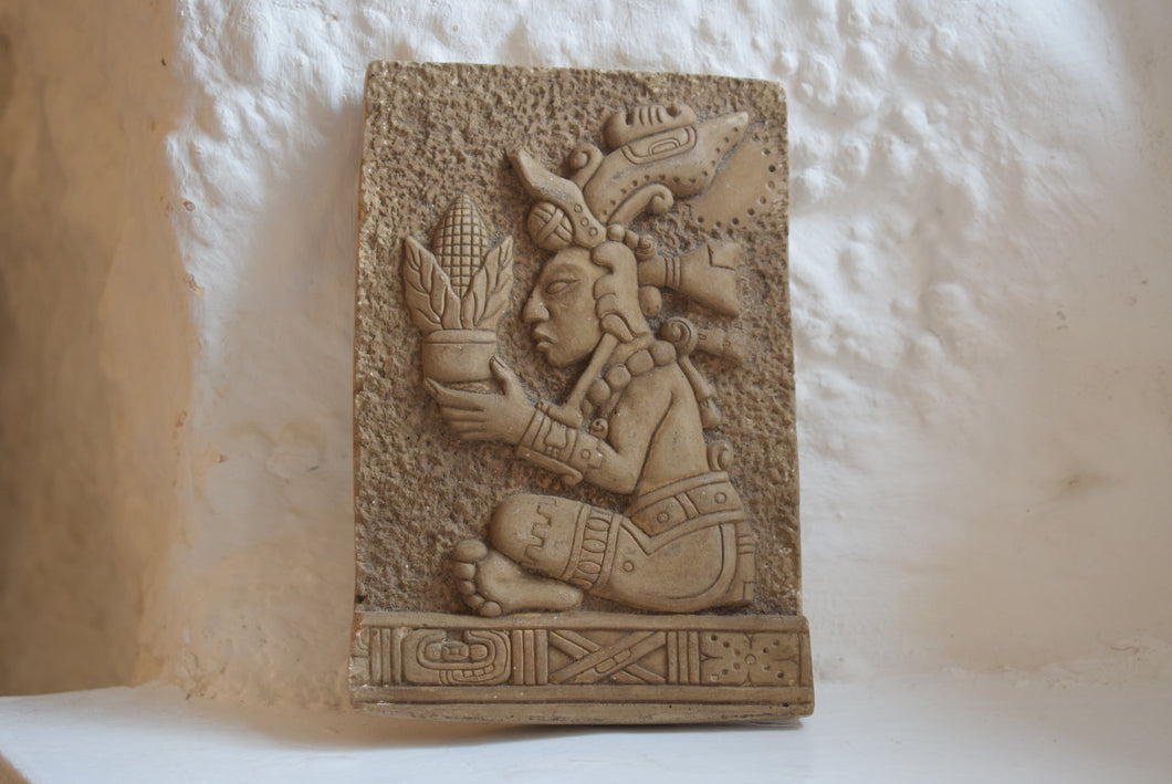 South American carved stone relief plaque