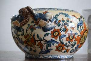 Large Antique 19th Century French Faience Jardiniere by Gien
