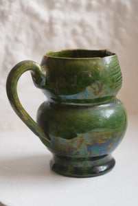 Small Farnham Pottery Green Glaze Owl Jug