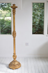Tall Antique Italianate Gold painted Torchere ornately carved