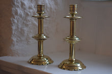 Load image into Gallery viewer,  brass ecclesiastical style candlesticks