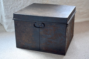 Vintage Black Metal Deed Box