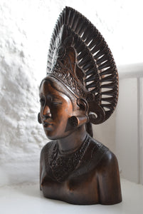 Carved Wooden Bust Woman