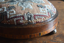 Load image into Gallery viewer, Beadwork Foot Stool with Marquetry Inlay