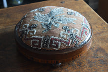 Load image into Gallery viewer, Beadwork Foot Stool with Marquetry Inlay